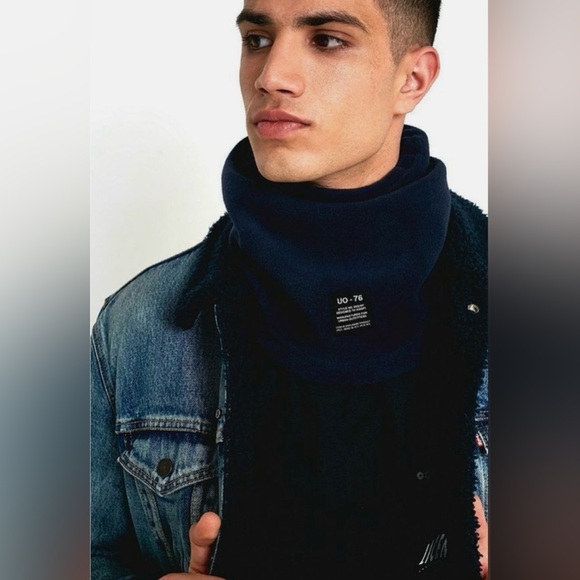 Urban Outfitters UO 76 Fleece Gaiter Scarf Neck Warmer Navy Blue - Picture 1 of 9